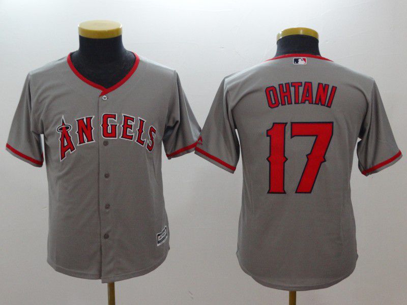 Youth Los Angeles Angels #17 Ohtani Grey MLB Jerseys->youth mlb jersey->Youth Jersey